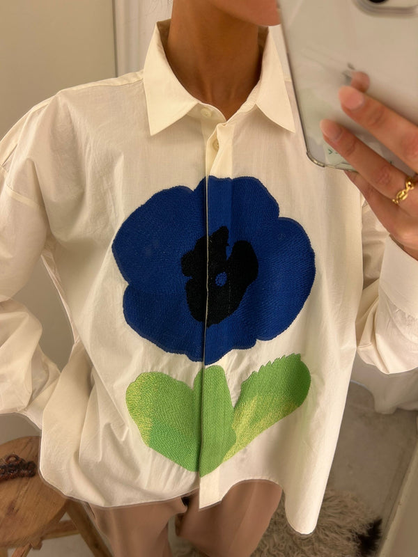 Embroidered Shirt greta la dessinatrice craie